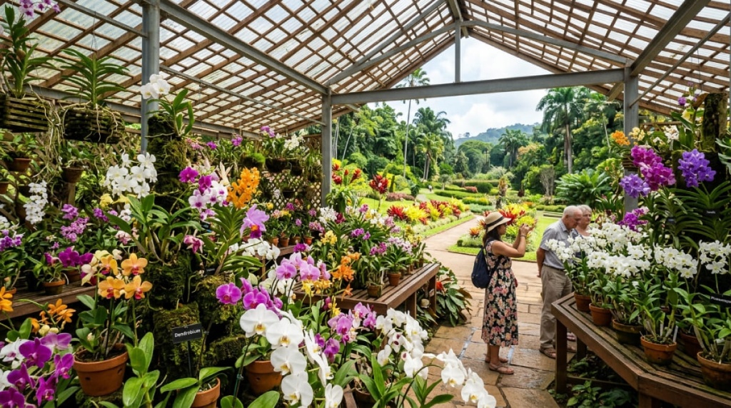 Дом орхидей и цветочные секции