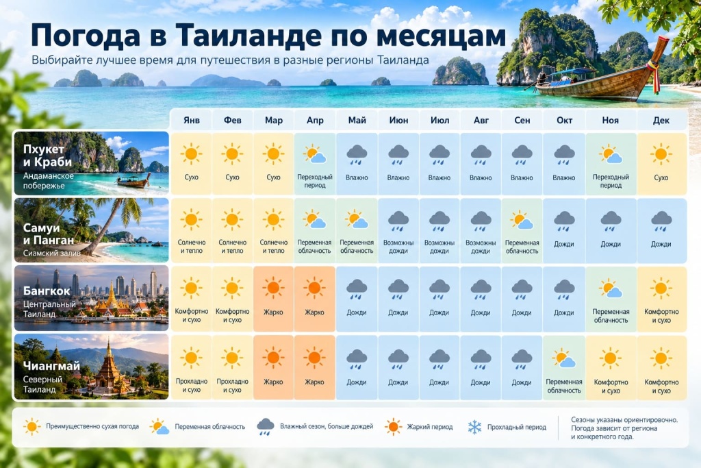 Погода в Таиланде по месяцам